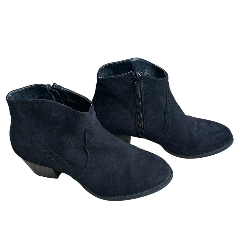 Black Suede Ankle Boots with Side Zipper